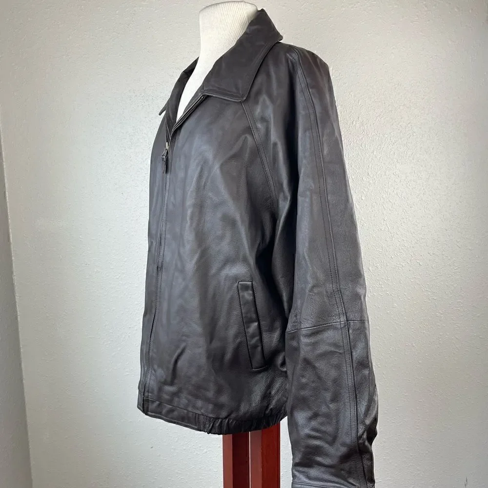 St. John’s Bay Brown Leather Jacket Size XL EUC
